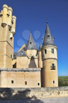 Ancient picturesque palace of the Spanish kings in Segovia 