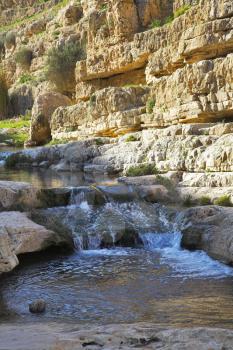 Shallow stream in droughty mountains of Israel 