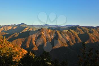 Picturesque mountains in national park. Pass Tioga in the early morning, on sunrise
