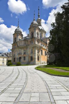 Magnificent ancient park and castle in style of the French classicism in Palace complex Ildefonso La Granha in Spain