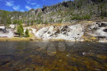 The superficial Gibbons-river in Yellowstone national park