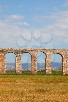 Perfectly kept Roman antique aqueduct in the north of Israel