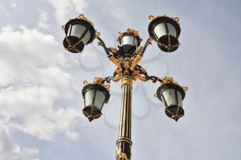 The magnificent Royal Palace in Madrid. Lanterns in the Baroque style 