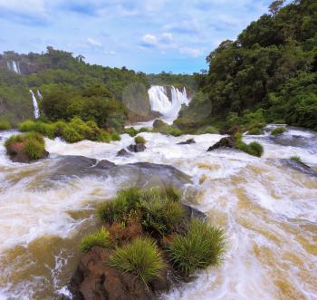 Waterfalls in Brazil. Fantastically spectacular boiling and thundering waterfalls of Iguazu. The picture was taken Fisheye lens