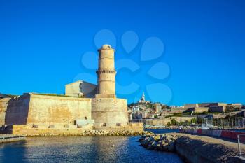  Most watchtower of Fort St. John - buildings to protect the Old City Port. Marseille -  large port in the south of France 