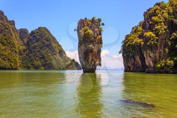 Whimsical island in the Andaman Sea. James Bond Island in the shape of a vase. Wonderful holiday in Thailand