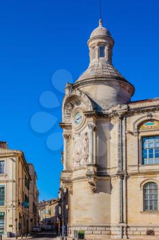 Old clock tower in the Plaza of Nîmes