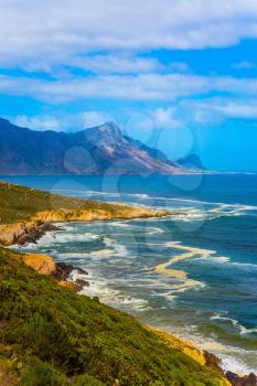   The place where two oceans - Atlantic and Indian meet. Mysterious South Africa. Journey to the southern edge of the world. The concept of extreme and exotic tourism