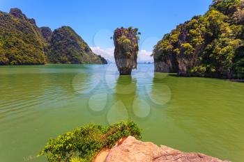  Wonderful holiday in Thailand. Bay in the Andaman Sea. James Bond Island in the shape of a vase