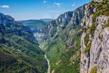 Canyon of Verdon, Provence, France. Magnificent May in the wooded mountains