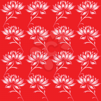 Royalty Free Clipart Image of Flowers on a Red Background