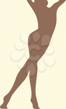 Royalty Free Clipart Image of a Brown Silhouette of a Woman