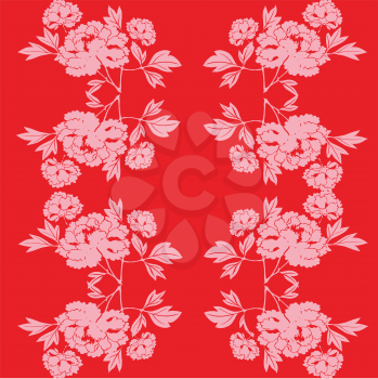 Royalty Free Clipart Image of Pink Flowers on Redf