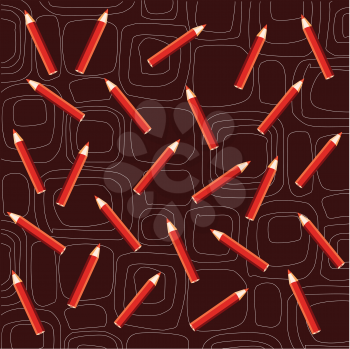 Royalty Free Clipart Image of Red Crayons on a Retro Background