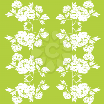 Royalty Free Clipart Image of White Flowers on a Green Background