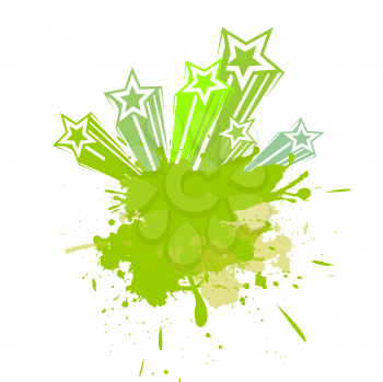 background with web green splash and stars