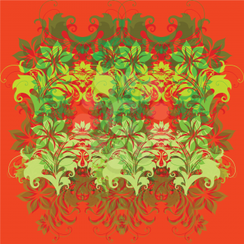 flowers on red background