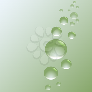 green water bubbles on background