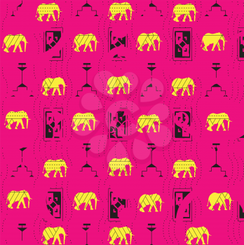 african stylized background with elephants