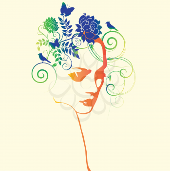 beautiful woman with stylised nature hair