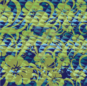 flowers on geometric grunge print