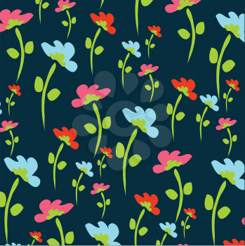 flowers on prusia blue background