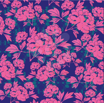 asian pink flowers on blue background