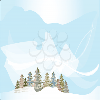 winter card with cold landscape