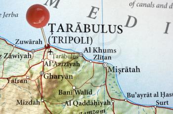 Tripoli capital of Libia on a map