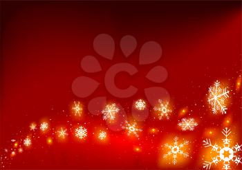 Royalty Free Clipart Image of Snowflakes on a Red Background