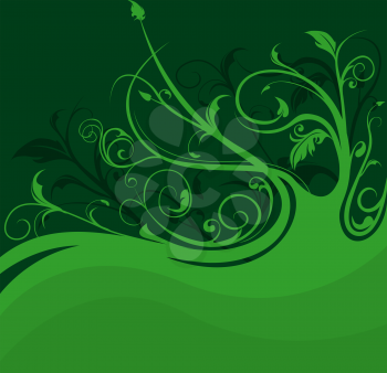 Royalty Free Clipart Image of a Greenery Background With Swirling Vines