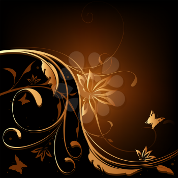 Royalty Free Clipart Image of a Floral and Butterfly Background