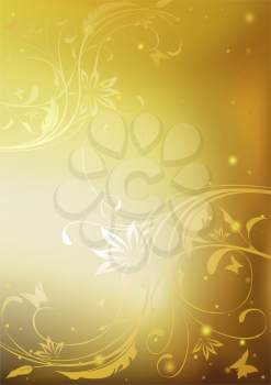 Royalty Free Clipart Image of a Golden Floral Background