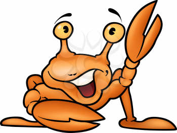 Royalty Free Clipart Image of a Happy Crab