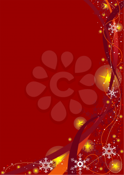 Royalty Free Clipart Image of Snowflakes on a Red Background