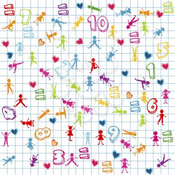 Royalty Free Clipart Image of a Kids and Numbers Background