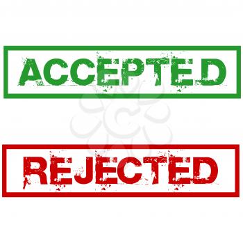 Royalty Free Clipart Image of Rejected and Accepted Stamps
