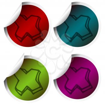 Royalty Free Clipart Image of a Set of Four Stickers With X