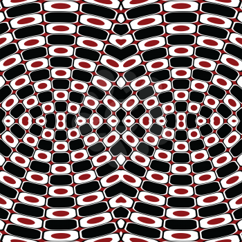 Abstract optical effect with black, white and red