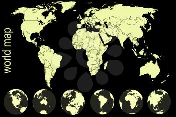 Yellow world map