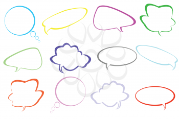 Chat bubbles in different colors and shapes