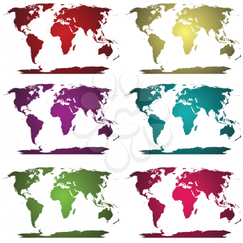 Collection of colored world maps