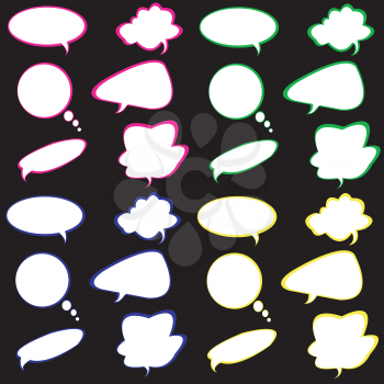 Empty and stylized speech bubbles for text in bright colors