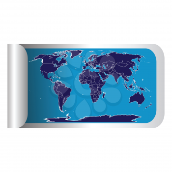 Fresh label stick with blue world map