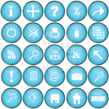 Blue buttons with pc symbols