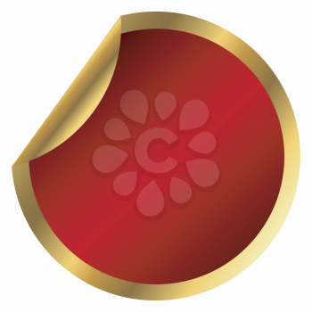 Royalty Free Clipart Image of a Red Sticker Trimmed in Gold