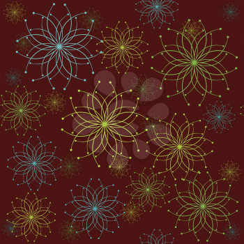 Retro background with stylized flowers, pattern