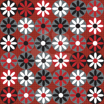 Retro floral background on red