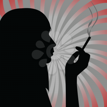Silhouette of smoking girl