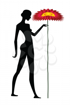 Woman silhouette with flower